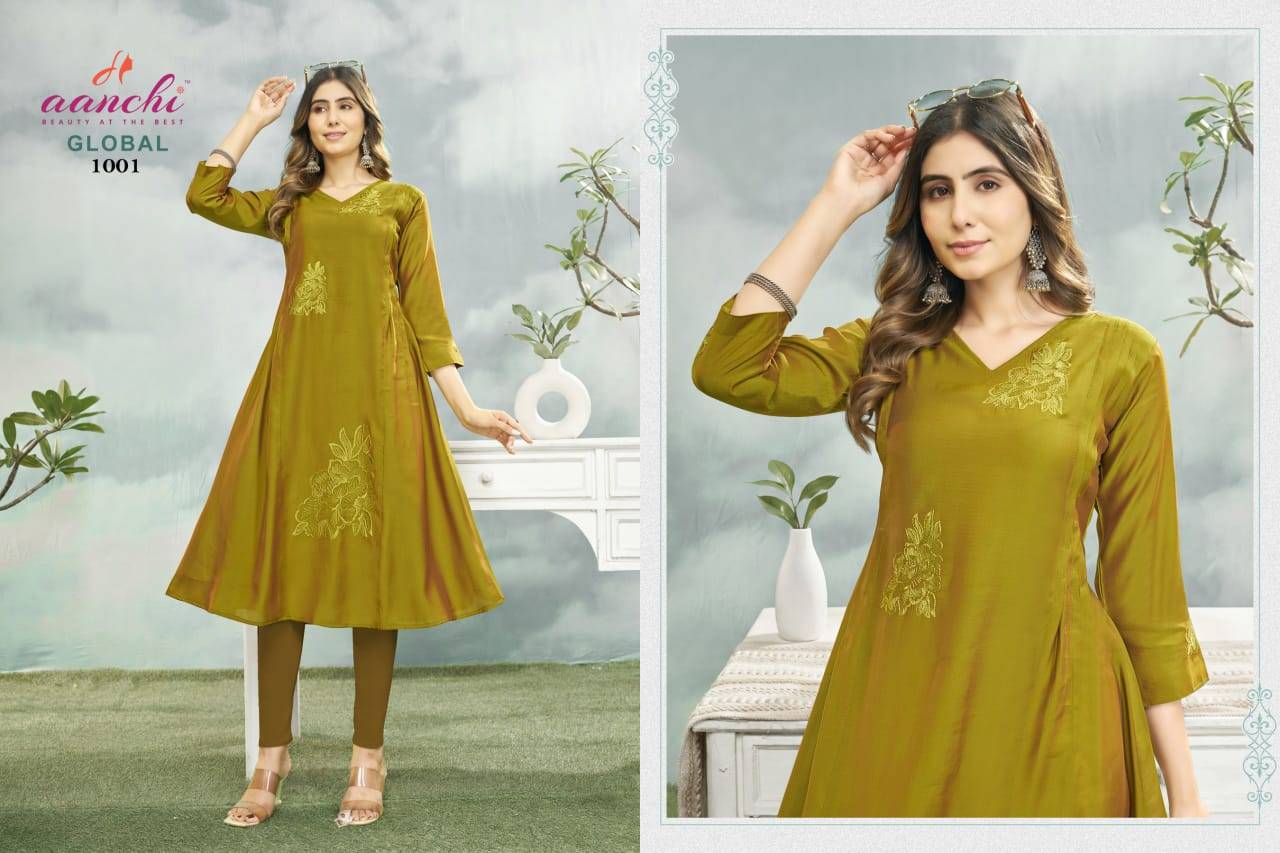 GLOBAL By AANCHI Stylish Beautiful Colourful Cotton Dresses At Wholesale Price